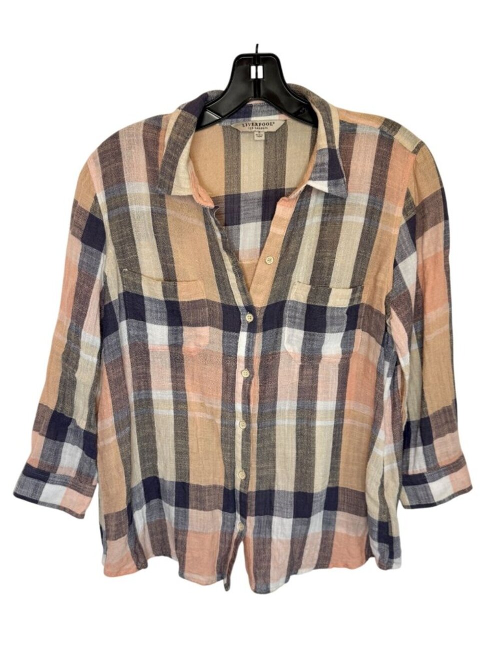 Liverpool Sedona Plaid split back shirt - Size S